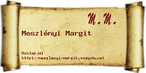 Meszlényi Margit névjegykártya